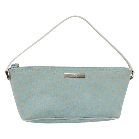 GUCCI GG Canvas Accessory Pouch Light Blue White Auth ki6051 - Picture 2 of 16